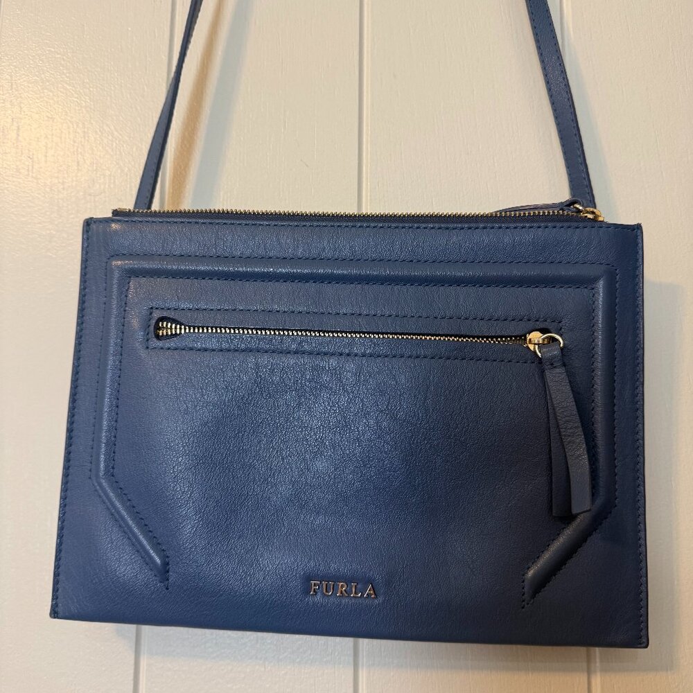 Furla Navy Blue Leather Crossbody Bag